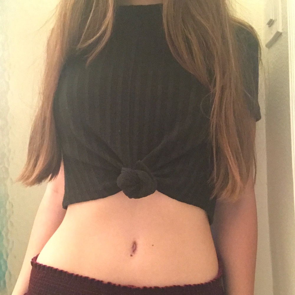 Front Tied Black Tee